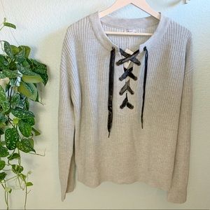 Rails Lace-Up Sweater